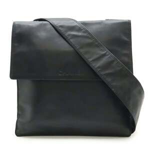 CHANEL Square Shoulder Bag Pochette Sacoche Lambskin Leather Black